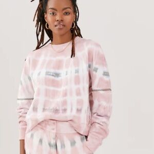 Something Navy Tye Dyed Pink & White Crewneck Sweatshirt Cropped Oversized XS